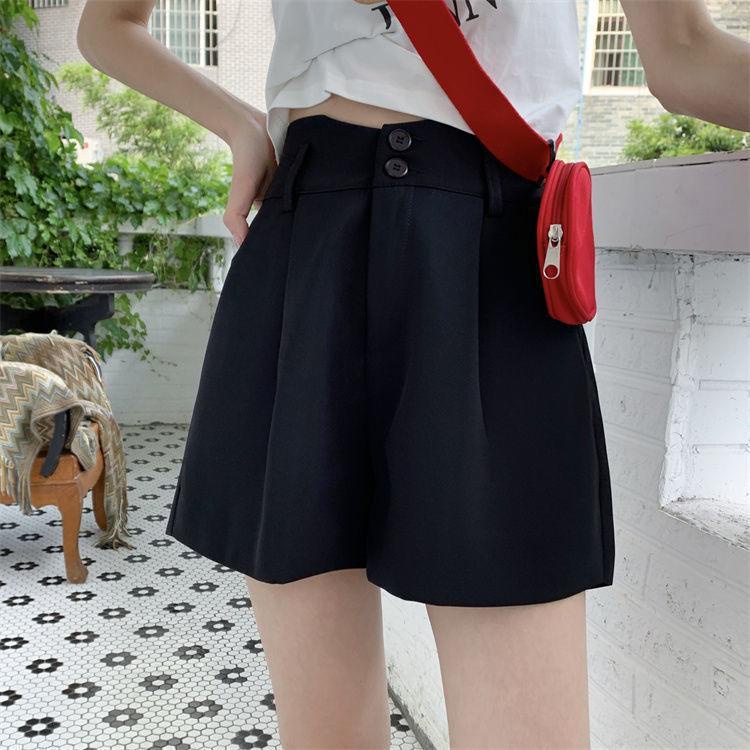 Quần short nữ ống rộng lưng cao CHAT 2 khuy vải tuyết mưa đẹp Q145