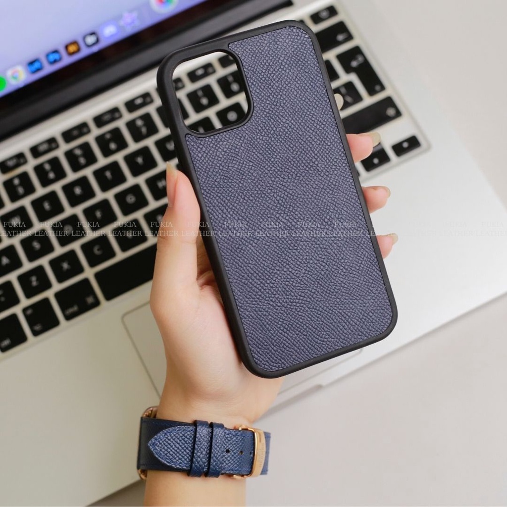 Ốp da thủ công viền đen Epsom Màu 1-6 cho IPhone 14/14Plus/14Pro/14Promax/13/13Pro/13Promax/12/12Pro/12Promax ODTC105