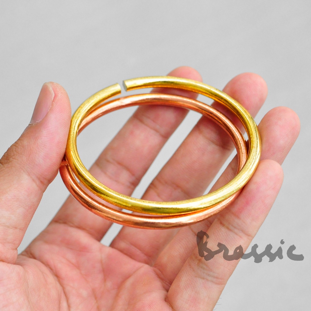 Vòng tay đồng nam nữ, kiềng đồng trơn vintage VT27, có hai loại đồng thau và đồng đỏ