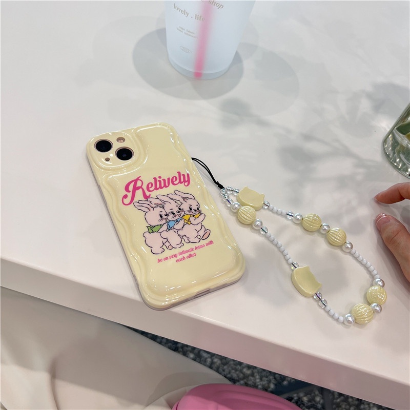 Ốp Điện Thoại Mềm Họa Tiết Thỏ Màu Vàng Sữa Phong Cách Hàn Quốc Cho IPhone 14 13 12 11 Pro Promax X Xs XR XSMAX 7 / 8plus XF1508