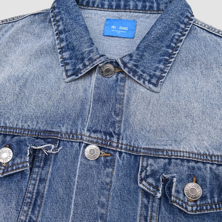 Áo khoác Denim dáng rộng nắp túi cách điệu JHL 2087 Blue Stonewashed