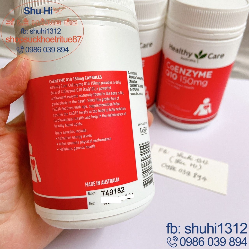 Viên uống bổ tim mạch healthy care coenzyme q10 150mg 100 viên úc