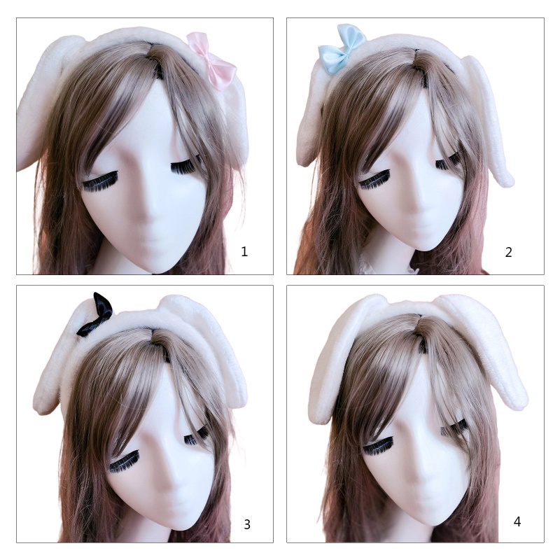 Băng Đô Tai Thỏ Phối Lông Phong Cách Lolita Dễ Thương