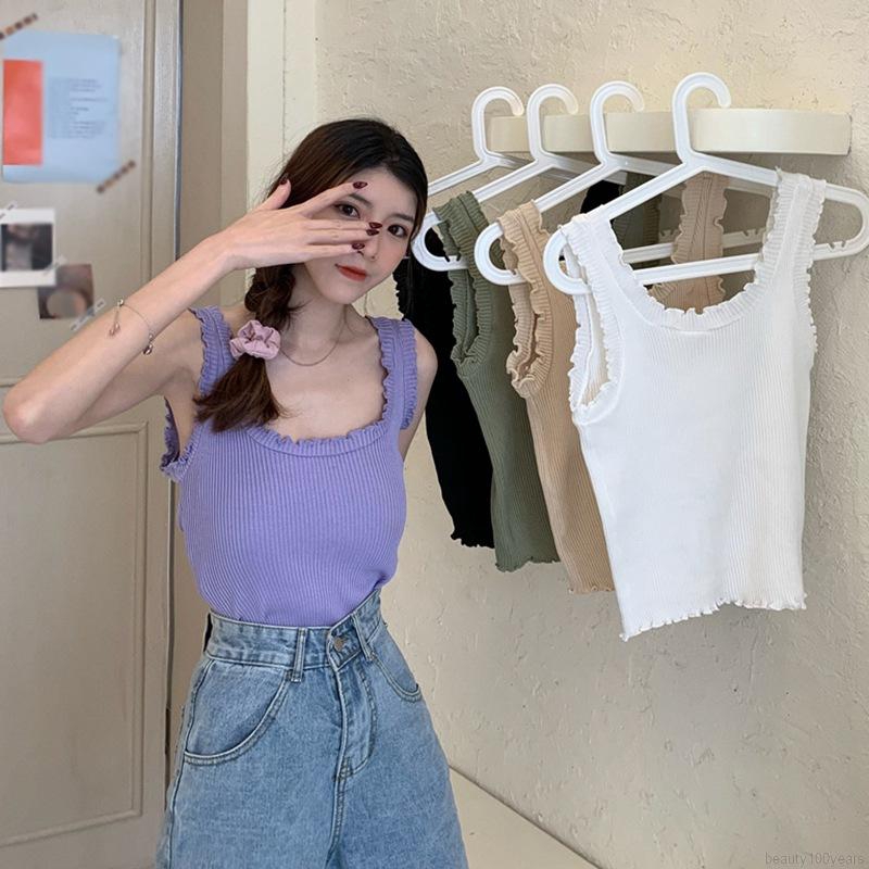 Áo không tay dệt kim dáng ôm màu trơn gợi cảm cho nữ | BigBuy360 - bigbuy360.vn