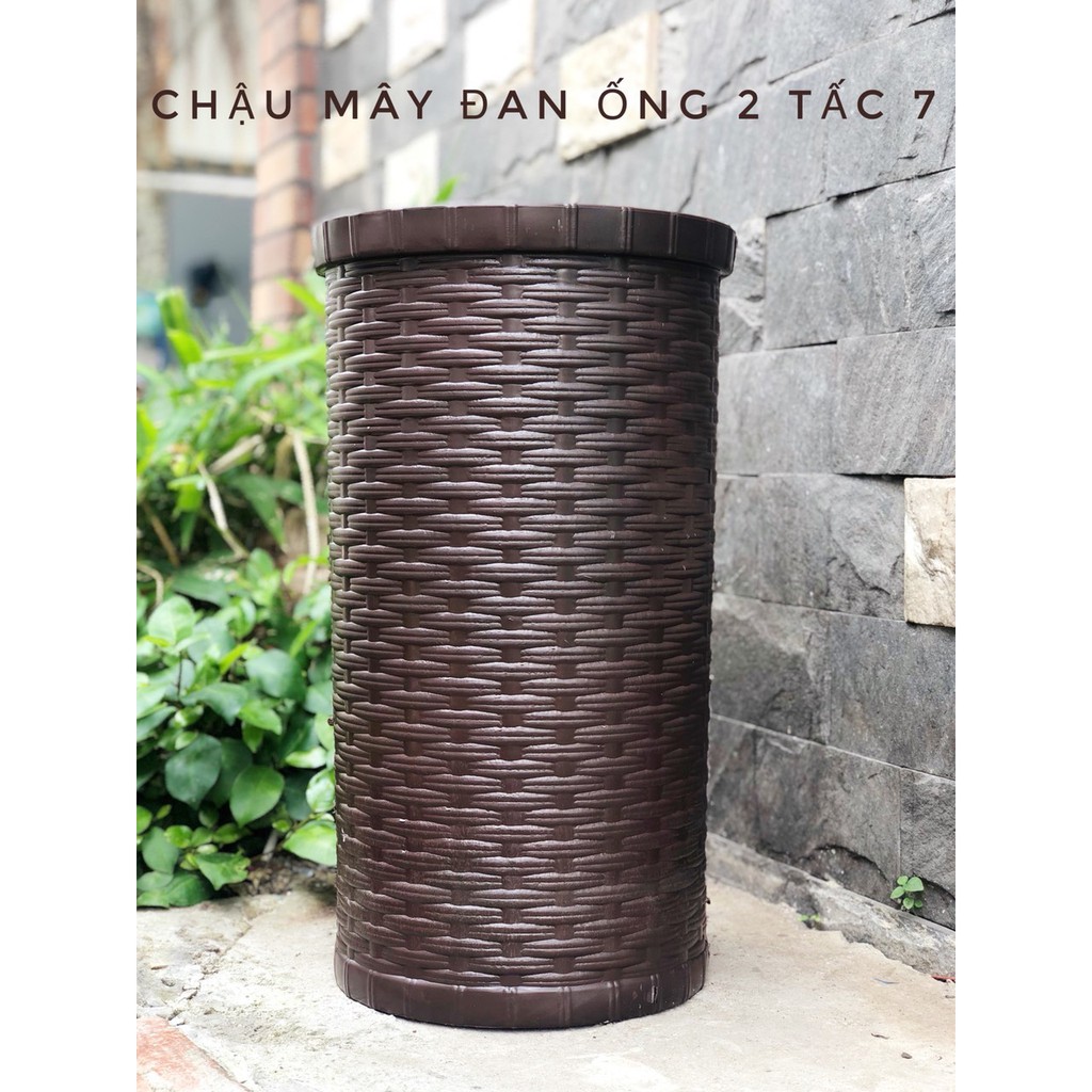 Chậu nhựa mây đan ống