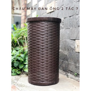 Chậu nhựa mây đan ống