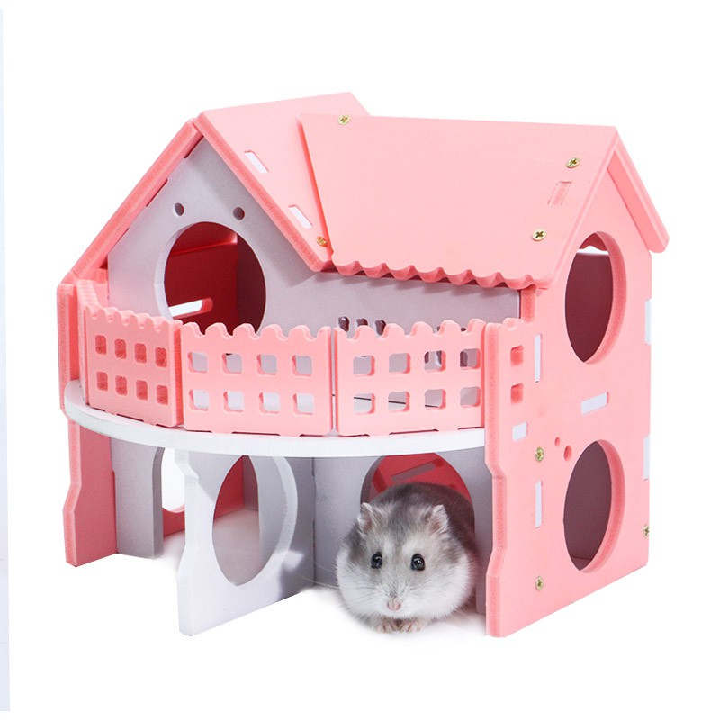 Hamster yến nhà nhỏ cabin gỗ chuột lang guinea lợn vàng gấu đồ chơi hamster cung