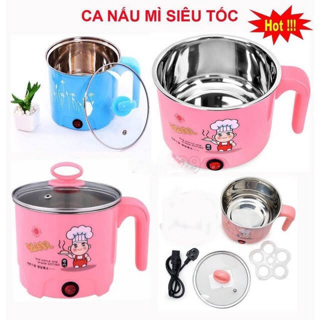 Ca nấu mì, nồi lẩu mini 18cm kèm  kèm vỉ hấp