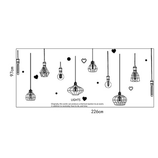 DECAL DÁN TƯỜNG CHÙM ĐÈN LIGHT TRẮNG ĐEN