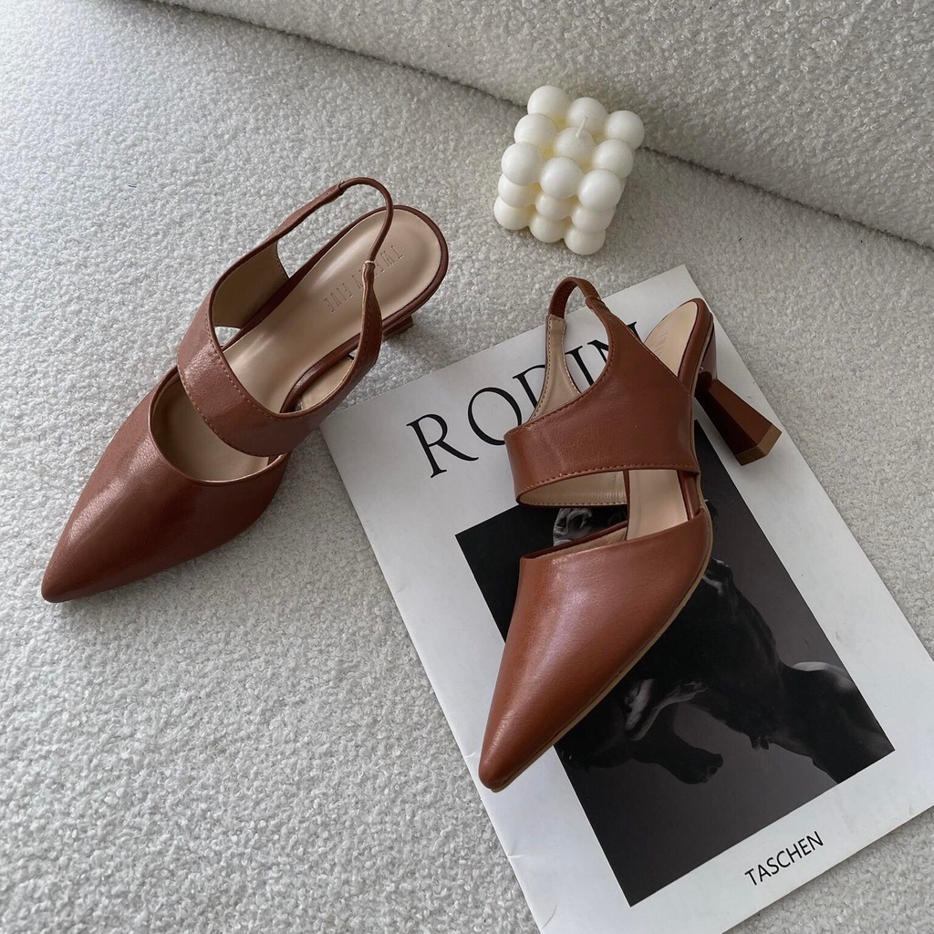 25 STUDIO Giày cao gót bít mũi quai hậu da mềm 6 phân Morgan Shoes