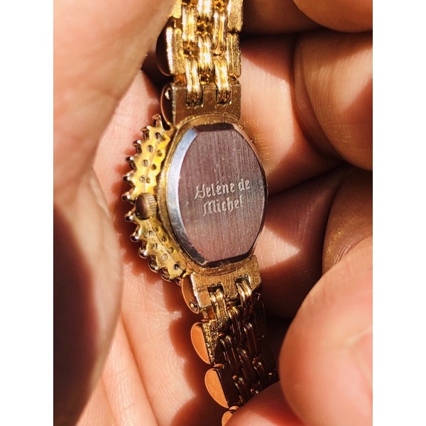 ⌚⌚-  Đồng hồ dây kim loại nữ mặt hoa đính đá hiệu Helene de Michel máy thuỵ sỹ đẹp độc đáo