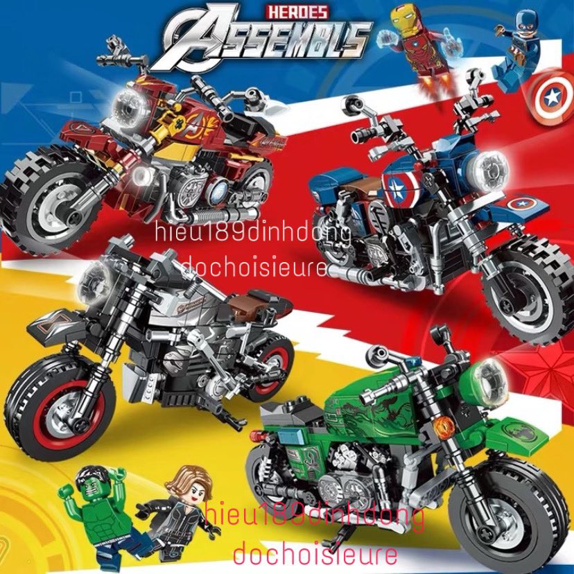 Lắp ráp xếp hình non Lego siêu anh hùng 2015 2032 : Xe máy của đội trưởng captain iron man