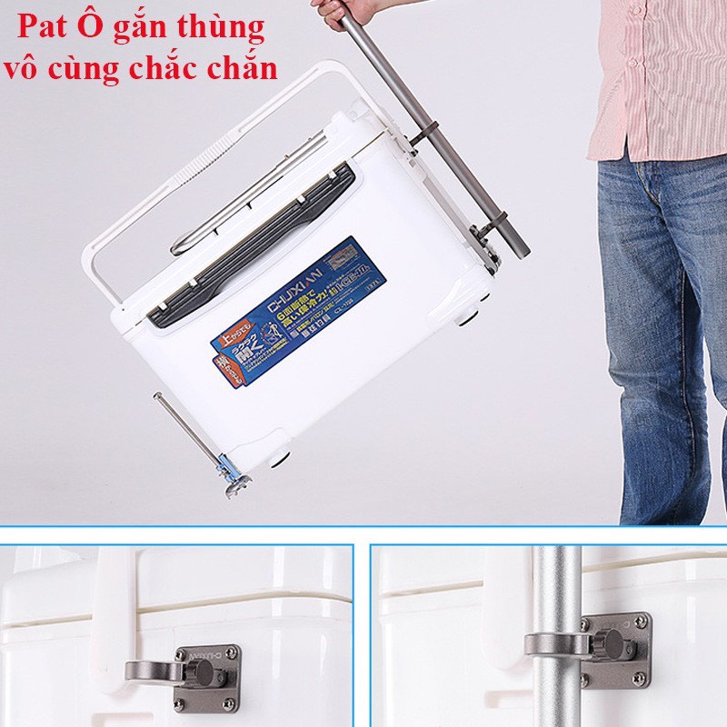 Pat Ô, Dù Câu Cá Hợp Kim Nhôm Cao Cấp (Gắn Thùng Tiện Lợi)