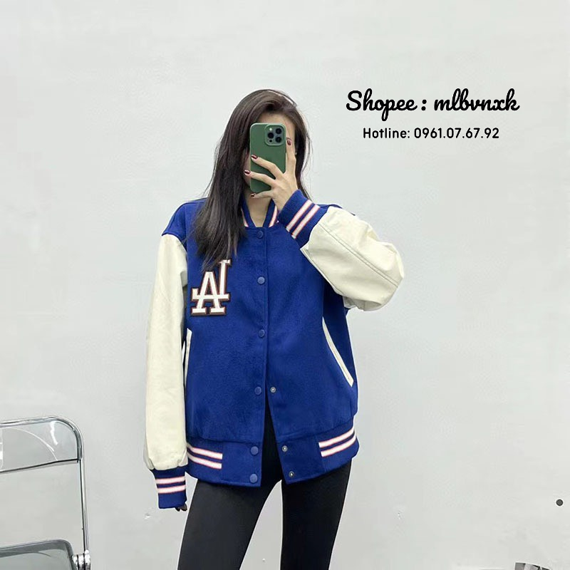 ẢNH THẬT / TQXK - Áo Bomber Kẻ 2 Sọc Xanh Đen MLB Monogram NY Yakees - ÁO THUN NAM NỮ HÀNG XUẤT DƯ FULLTAG