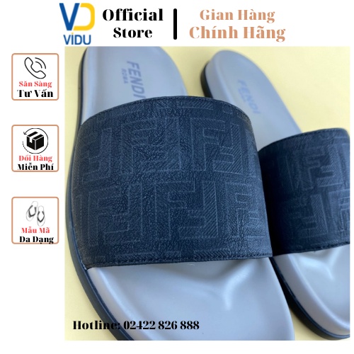 Dép nam thời trang FENDI ViDu 21111 màu đen ghi đế cao su chắc chắn, siêu êm