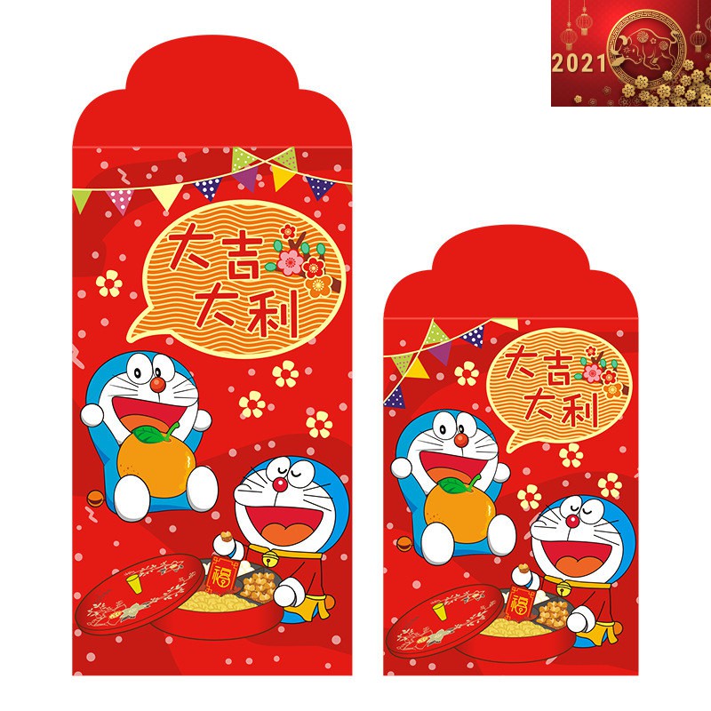 Combo 10 Bao Lì Xì Hoạt Hình TẾT Tân Sửu 2021 - Nhiều loại Hình trâu, Doremon, Hoàng thượng