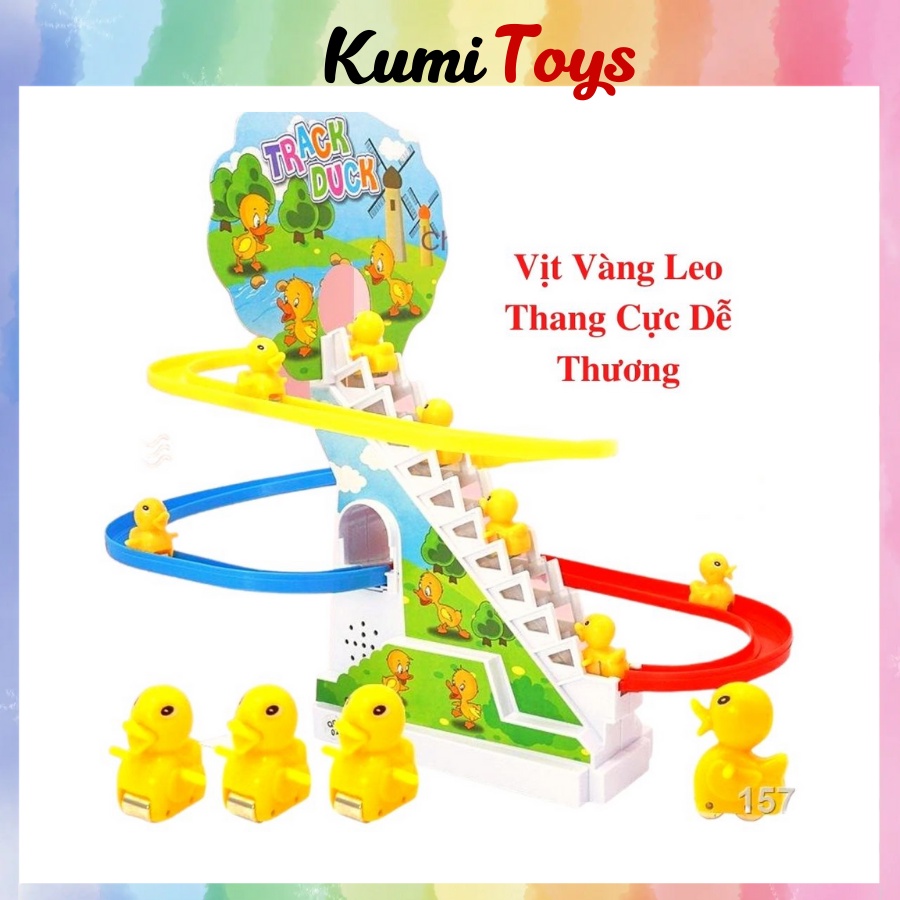 Đồ Chơi Cầu Trượt Vịt Vàng Leo Thang Phát Nhạc Cực Vui Tai Cho Bé Yêu Kumi toys