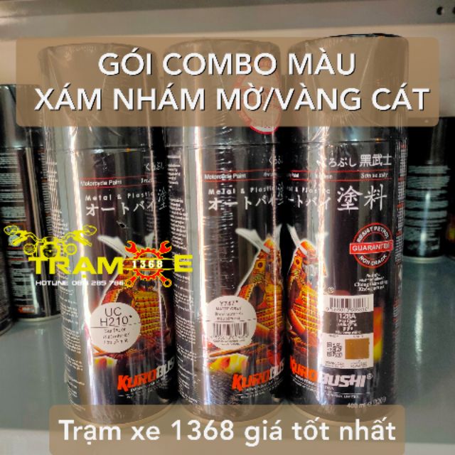 SƠN SAMURAI GÓI COMBO MÀU XÁM NHÁM MỜ, VÀNG CÁT Y747 GỒM 3 CHAI