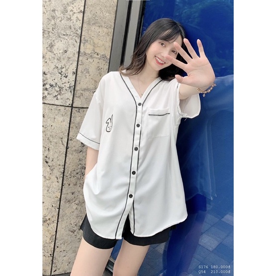 Áo sơ mi thỏ phom rộng tay lỡ