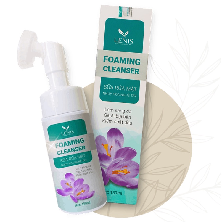 Sữa Rửa Mặt Thiên Nhiên, Giảm Mụn Ẩn, Da Dầu Mụn, Lenis - Foaming Cleanser Chiết Xuất Nhụy Hoa Nghệ Tây [150m]