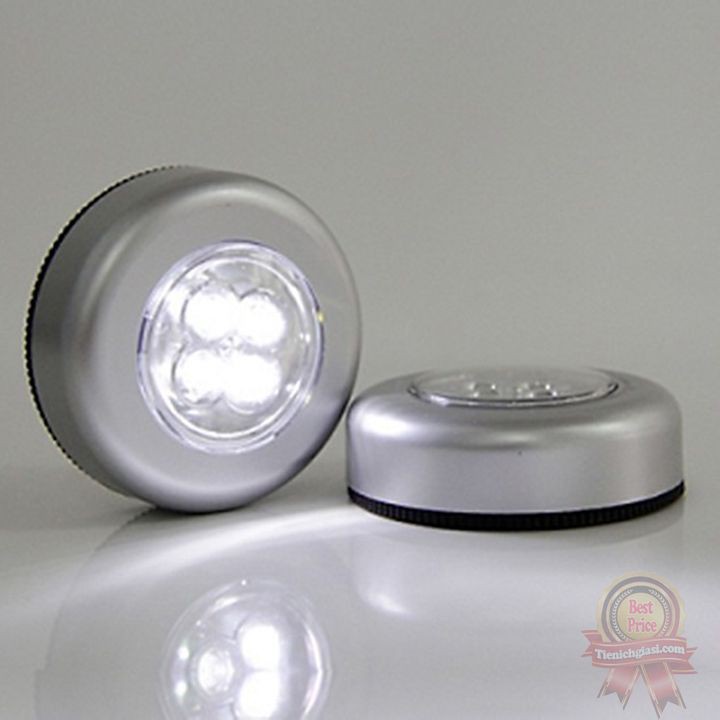 Đèn led dùng pin dán tường cầu thang | Bóng led 4 bóng siêu sáng dán trần xe hơi ô tô