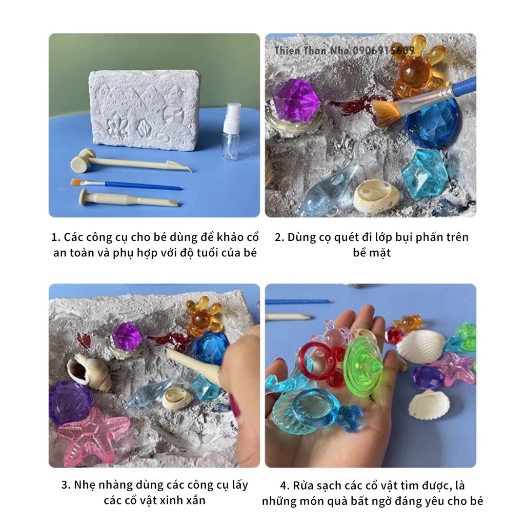 Đồ Chơi Khảo Cổ Nhí Đi Tìm Báu Vật - Đồ chơi Đào Đá Khai Thác Khám Phá Thiên Thần Nhỏ