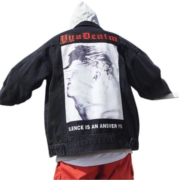 HCMÁo Khoác Jean Nam Mẫu In Hình Unisex mã: CT196