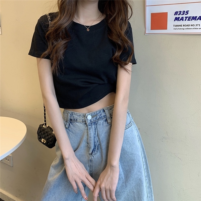 Áo Thun Tay Ngắn Cổ Tròn Màu Sắc Kẹo Ngọt Phong Cách Hàn Quốc Thời Trang Mùa Hè Cho Nữ