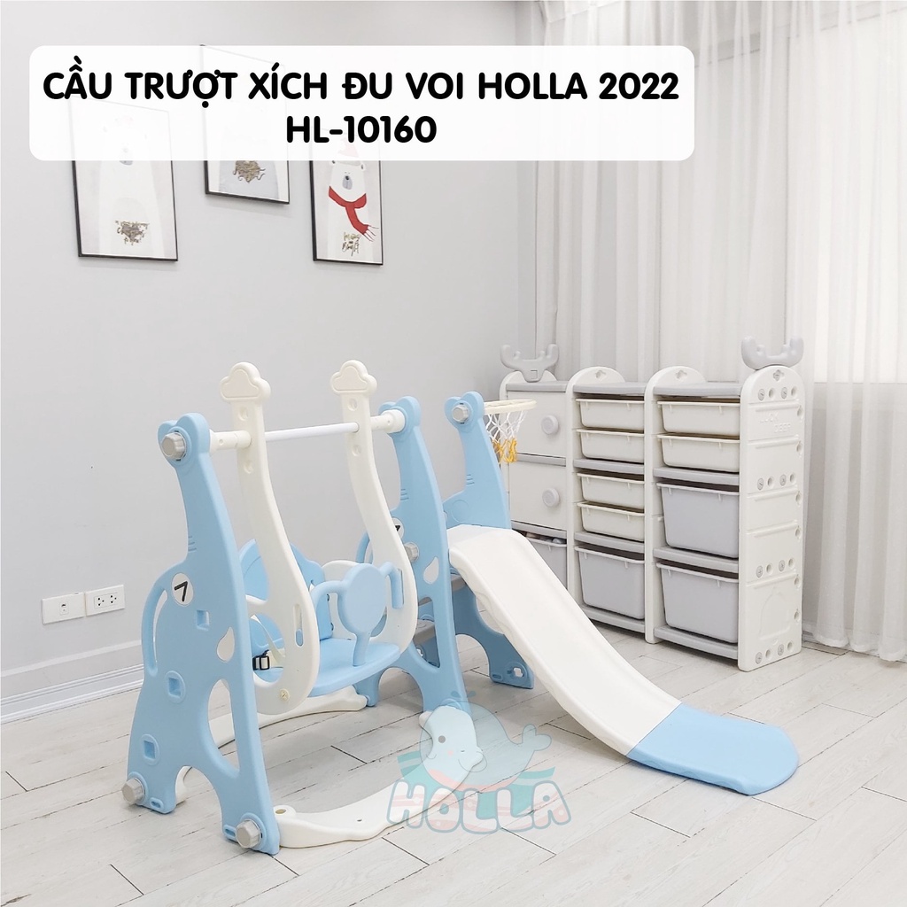 Cầu trượt - xích đu - bóng rổ voi con Dumbo CAYABE Holla cho bé 3 trong 1 màu hồng