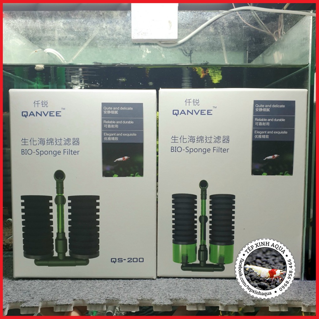 - Lọc Bio đôi sủi vi sinh cho bể tép cảnh QS200, QS200A - Tép Xinh Aqua