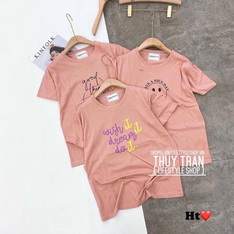 👚Áo thun Thailand hoạ tiết basic màu hồng