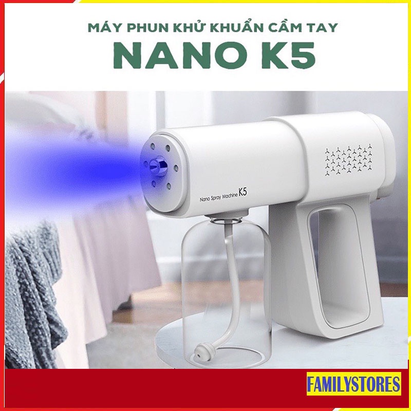 Súng Phun Khử Khuẩn NANO Máy Xịt Khử Khuẩn Khử Trùng Phun Sương Tia Cực Tím 400ml Thế Hệ Mới K5-K5 Pro