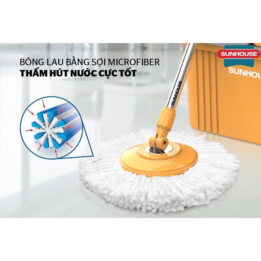 Bộ lau nhà xoay 360 độ SUNHOUSE KS-CL350PB-PO HÀNG CHÍNH HÃNG