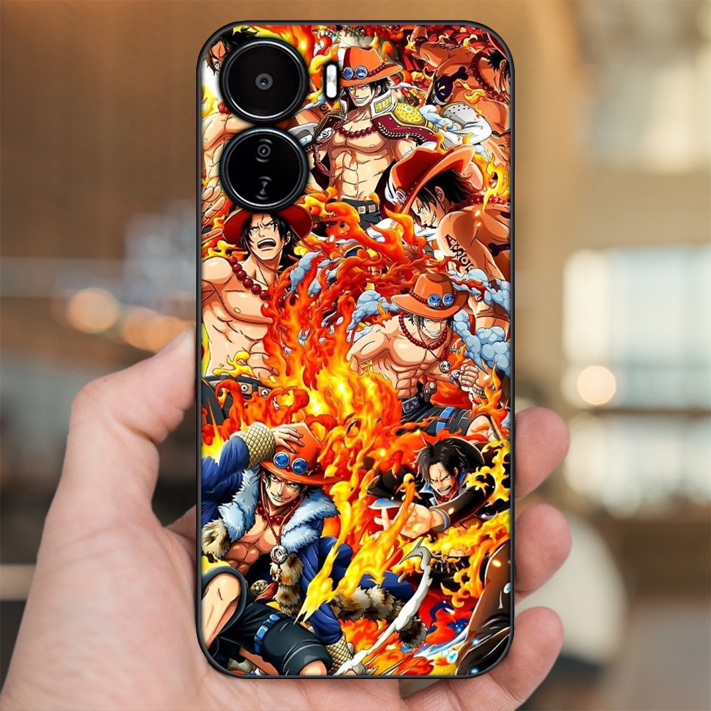 Ốp lưng Vivo Y16 viền đen in hình Ace One Piece
