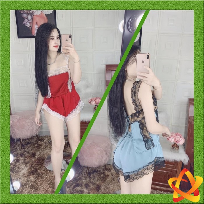 [Mã FAMAYWA giảm 10K đơn 50K] Đồ ngủ sexy nữ Freeship Đồ ngủ sexy nữ lụa satin phối ren mềm mịn freesize dưới 60kg
