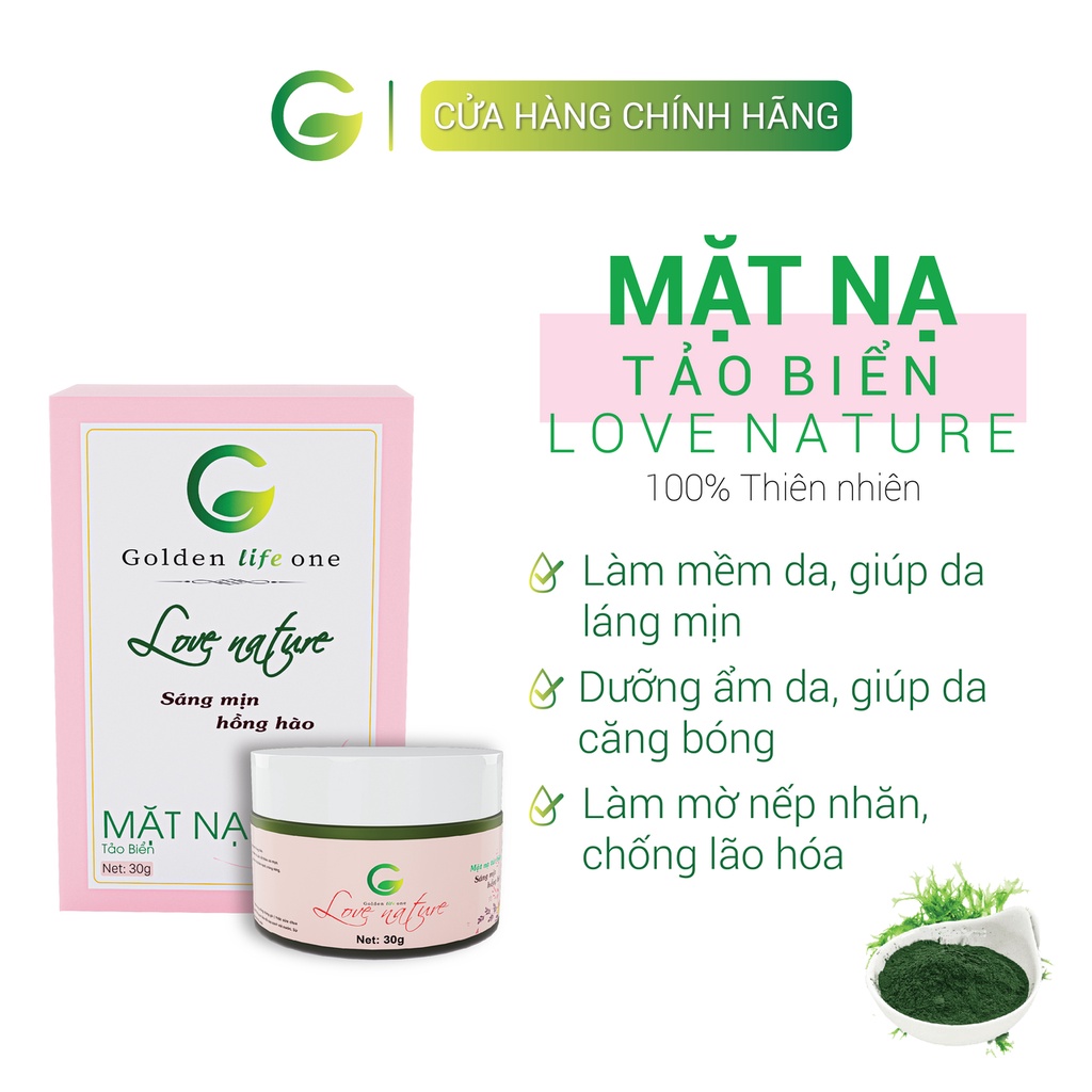 Mặt nạ Love Nature chiết xuất tảo biển. Mặt nạ dưỡng trắng làm mờ thâm làm đều màu da giúp da mềm mịn trắng sáng 30g