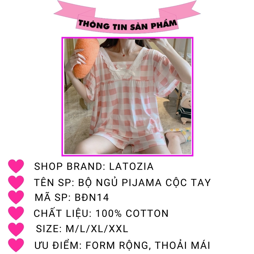 Đồ Bộ Nữ Pijama Mặc Nhà Cộc Tay Hoạt Hình Phối Nơ Cực Xinh LATOZIA BĐN14 | BigBuy360 - bigbuy360.vn