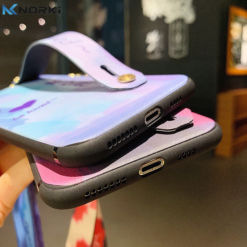 Ốp Điện Thoại TPU Mềm Hình Trái Tim Màu Nước Có Dây Đeo Cho Samsung Galaxy S8 S9 S10 S20 S30 S21 Plus S20FE S21 S30 S20 Ultra