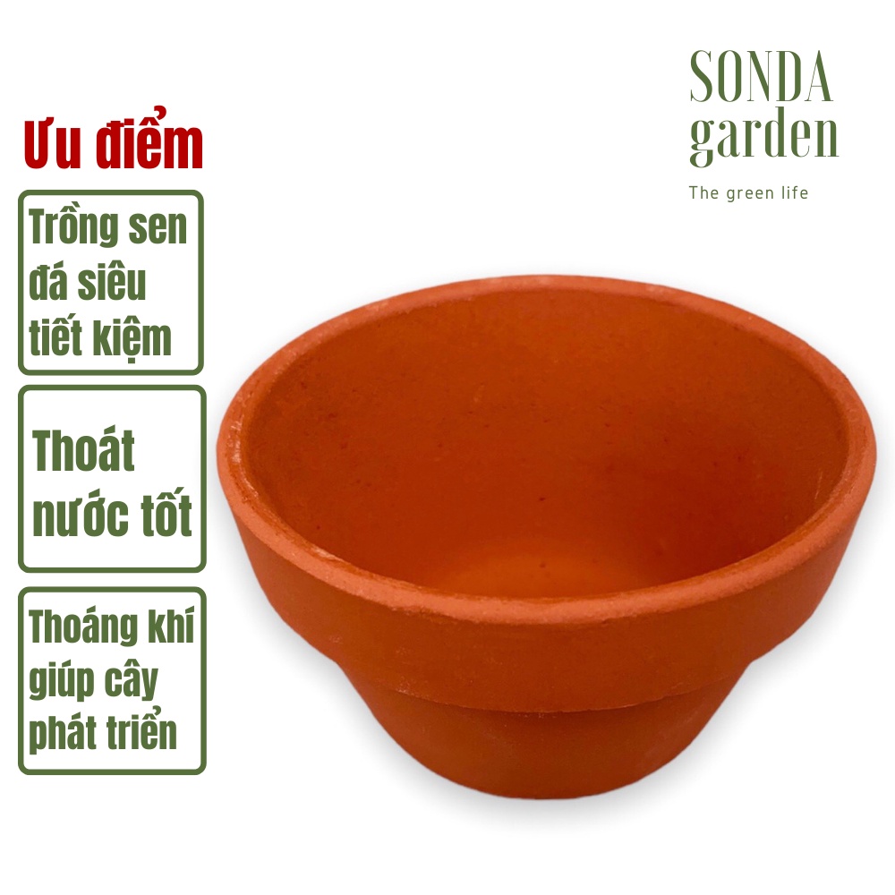 Chậu đất nung lùn nâu SONDA Garden đường kính 10cm, siêu đẹp, lỗi 1 đổi 1