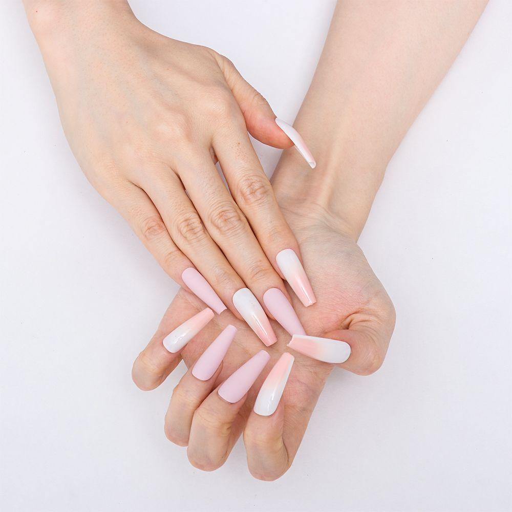 MELODG Móng Tay Giả Hình Chữ T Màu Ombre Thời Trang