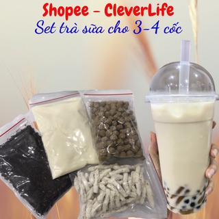 Set trà sữa trân châu với hồng trà bá tước, trân châu ngọc trai, trân châu sợi 3q - cleverlife88