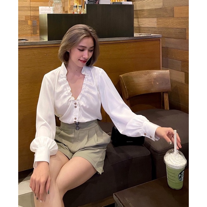 ZIEL Sơ mi lụa cổ nhún cách điệu | Alice Shirt