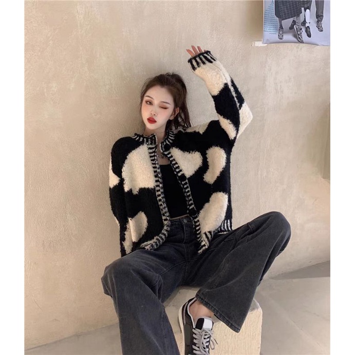Áo khoác len , áo cardigan cổ tròn