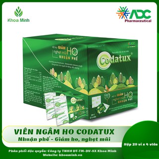 Kẹo ngậm CODATUX ADC Vĩ 4 viên [Hộp 80 viên] – Hỗ trợ giảm ho, giảm nghẹt mũi, nhuận phế