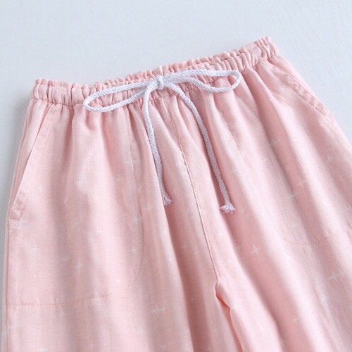 Quần mặc nhà, quần ngủ nữ vải xô cotton mềm nhẹ họa tiết
