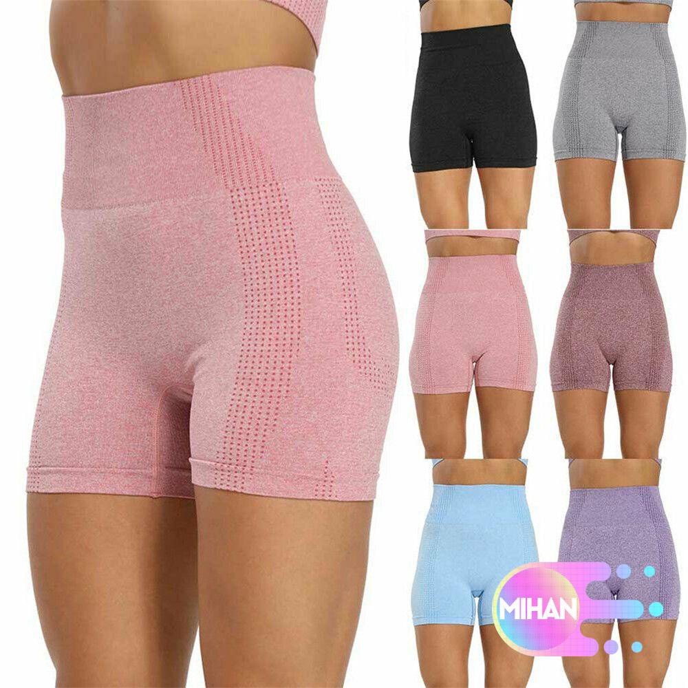 MIHAN1 Female Shorts Seamless Running Yoga Pants Women Gym Fitness Slim Push Up Workout High Waist Leggings/Multicolor