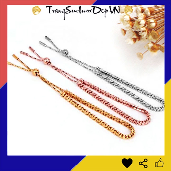 Lắc tay titan nữ bảng vuông kiểu rút siêu đẹp, bền màu, đem lại vẻ quyến rũ cho đôi tay của bạn