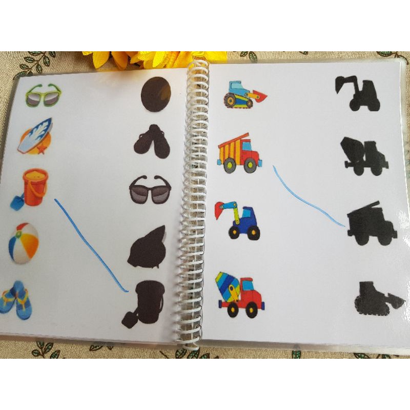 [Học liệu tìm- nối bóng] tặng kèm bút vẽ, khổ A5, giấy dày,cho bé phát triển trí tưởng tượng và tư duy logic