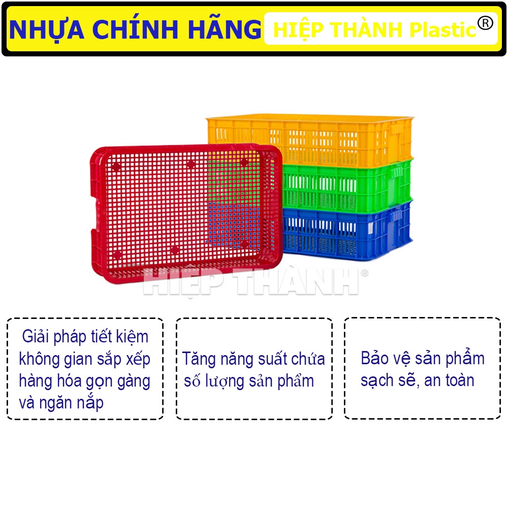 Sóng Nhựa Đựng Đồ / Khay Nhựa Đựng Đồ / Sọt Nhựa Chữ Nhật Chở Hàng / Nhựa Hiệp Thành Chính Hãng - KT: 610 x 420 x 150 mm