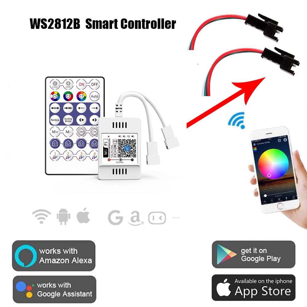 WIFI 383 ĐIỀU KHIỂN LED FULL MÀU NHÁY THEO NHẠC ĐIỀU KHIỂN QUA  APP VÀ REMOTE RF 28 PHÍM